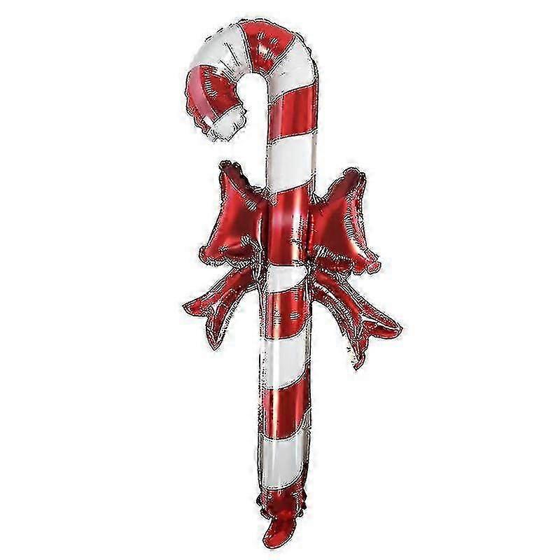 Christmas Candy Cane Foil Balloons With Bow Inflatable Red White Candy Balloons Big Holiday Balloons For Xmas Home Party Decoration(10 Pcs, Red)