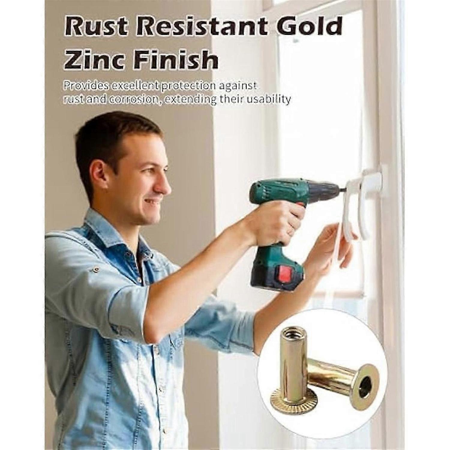 50pcs Multi-Grip Rivet Nut Kit,5/16-18 Rivet Nut Pre-Bulbed Shank, Plus Nut Zinc Plated Flat Heads T