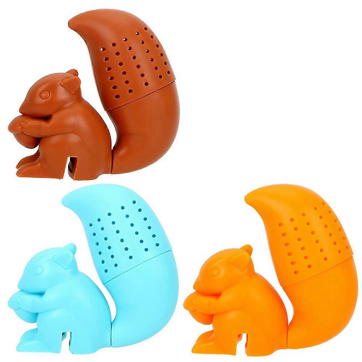 3PCS Brew Delicious Tea with A Cute Silicone Squirrel Tea Infuser