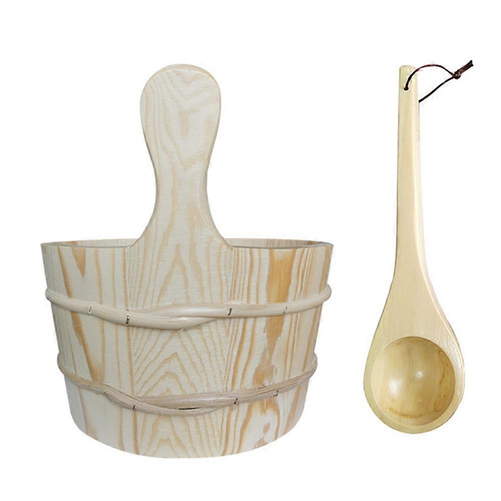 Wooden Sauna Bucket and Spoon Handmade Sauna and Spa Accessories