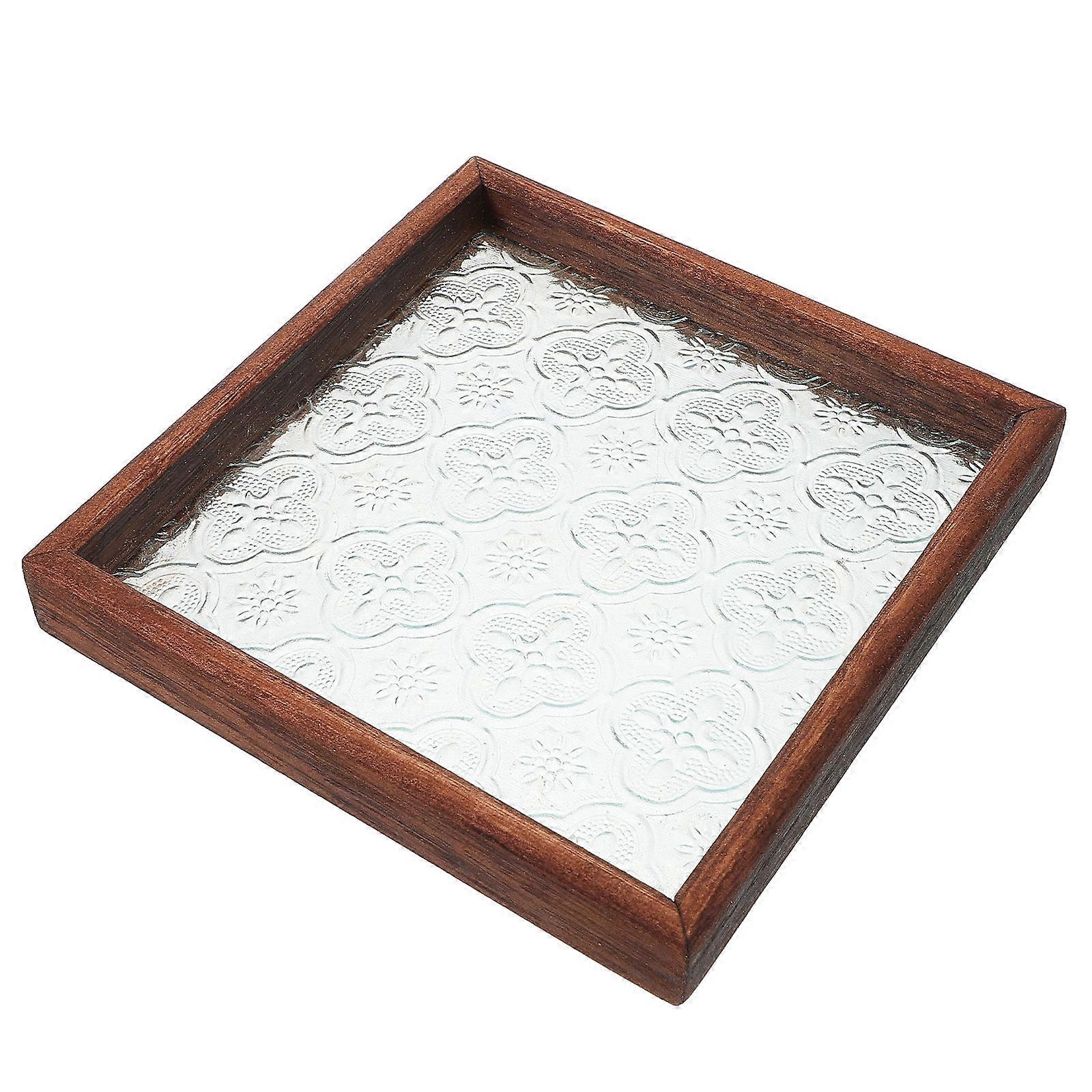 Rustic Home Decor Tray Wooden Serving Tray for Kitchen Counter 4Pcs