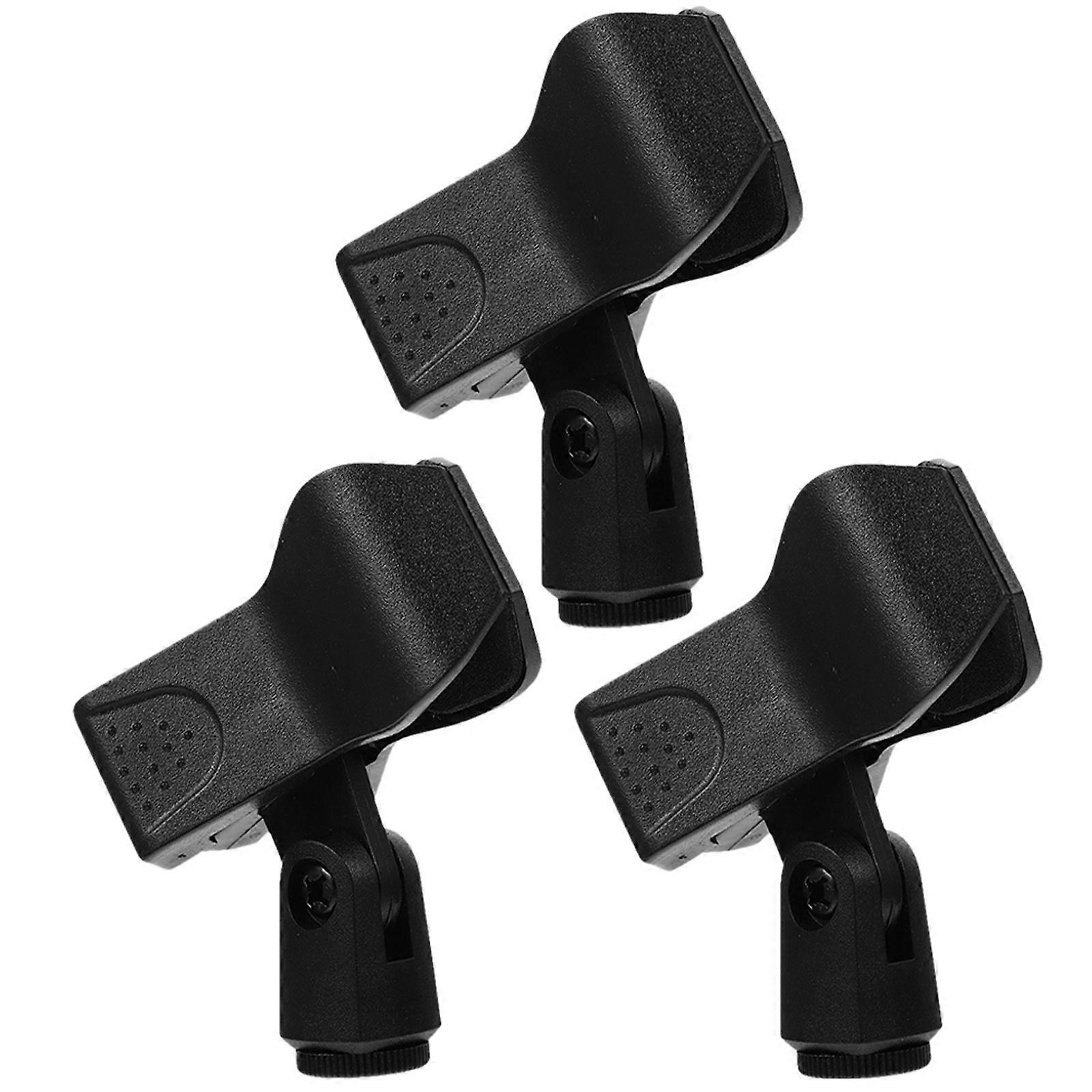 Durable Mic Holder 3Pcs Universal Microphone Clamps Suitable For Recording Black Compact Design For Height And Inclination Adjustment