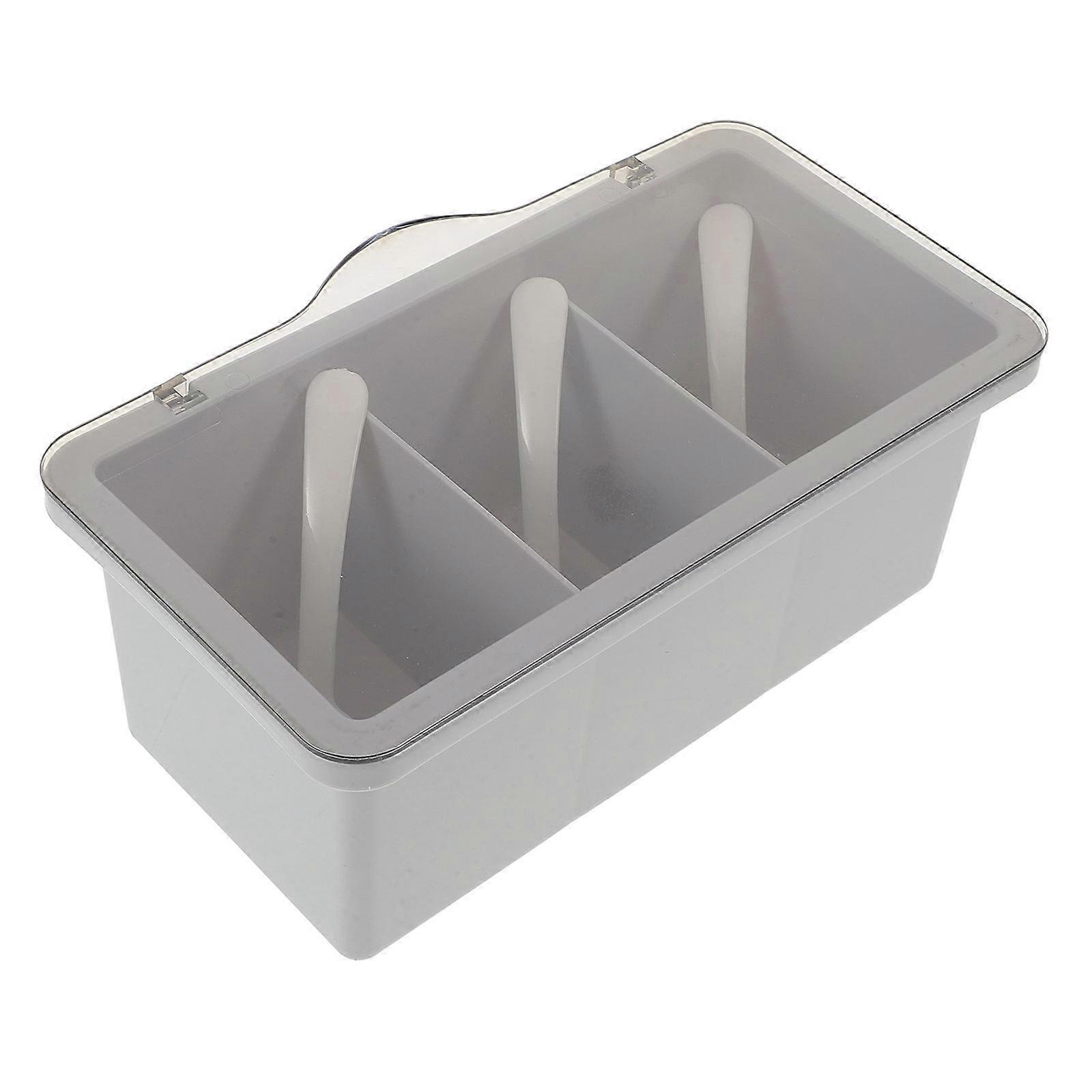 Multi-Compartment Seasoning Box 4Pcs Grey Rectangular Containers for Kitchen Picnic Travel Airtight Spice Storage