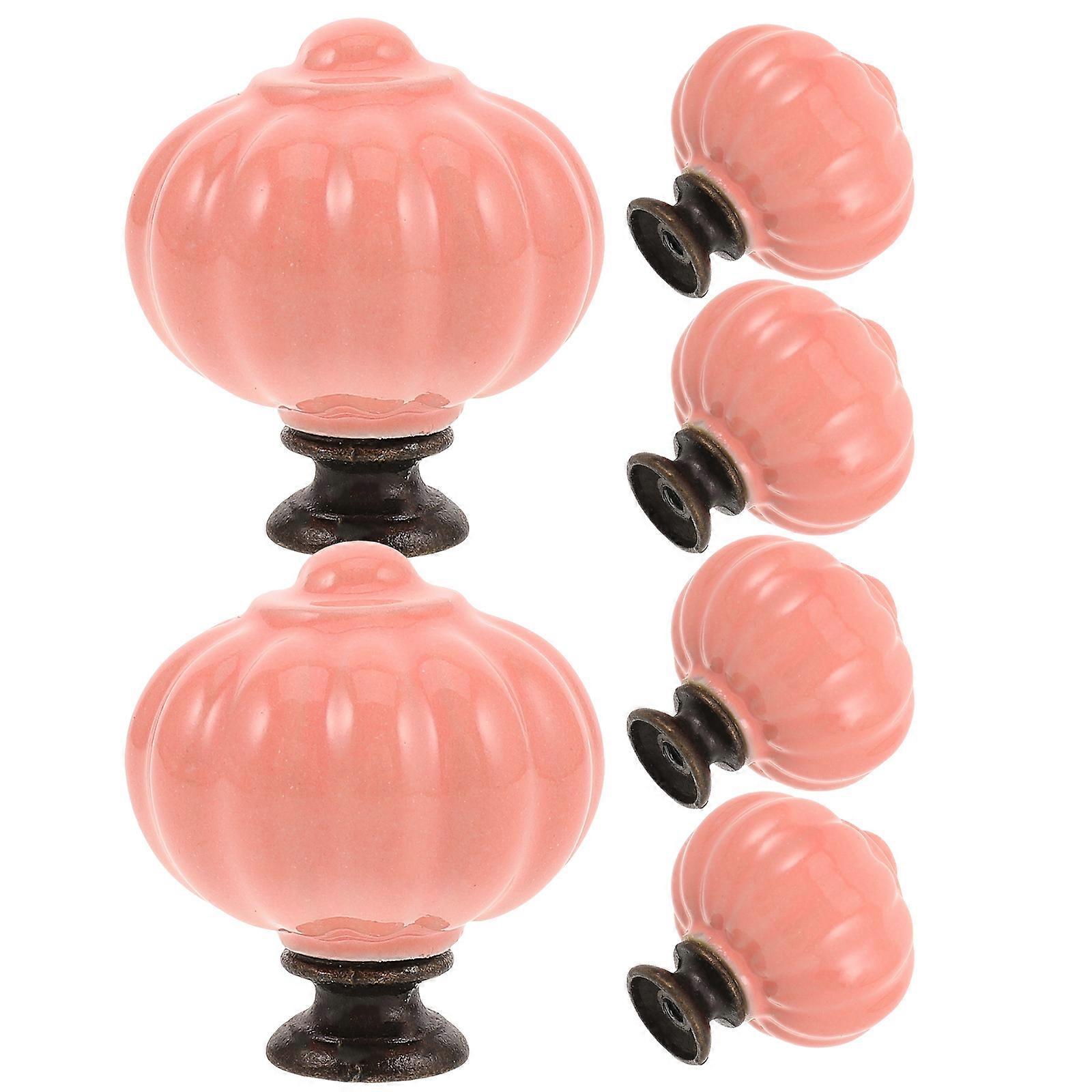 Pumpkin Cabinet Knobs Ceramic Knobs for Home Use 12Pcs Pink Pumpkin Design