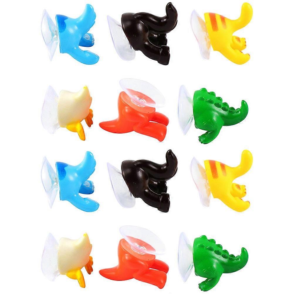 וו יצירתי 12 יחידות עיצוב זנב חיה מצוירת תלייה על הקיר מתאים לעיצוב חדר שינה בחדר הלבשה 3.5X3.2X3.2 ס"מ אחיזה יציבה