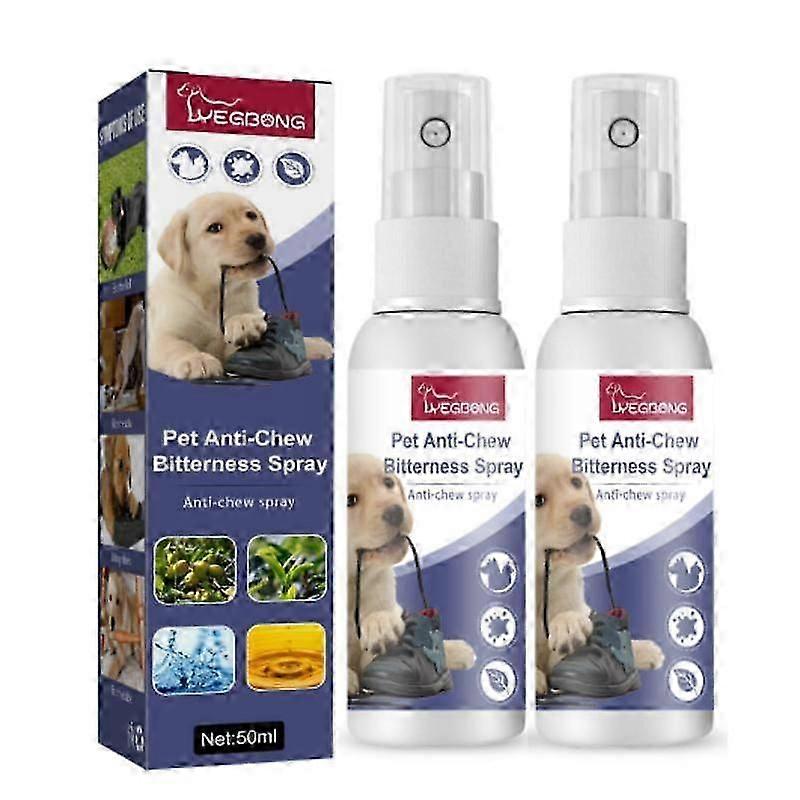 2x Anti Chew Bitter Apple Spray for Dogs Cats Stop Chewing Biting Barking Alcohol Free Formula Pet Puppies Dogs 50ml