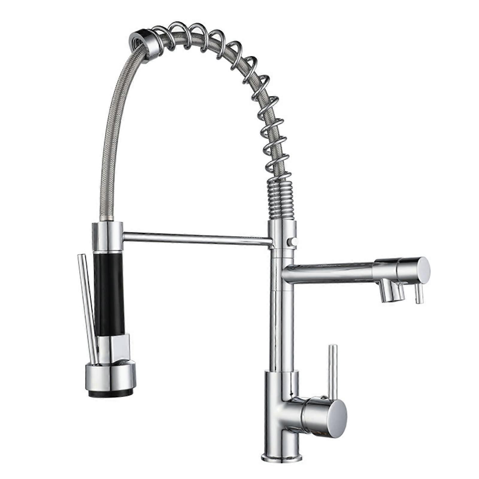 Commercial Pull Down Kitchen Faucet, Brass Construction, Retractable Sprayer, Hot And Cold Water, Easy Installation