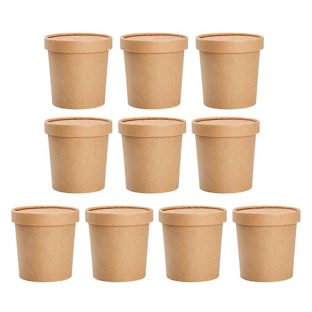 Paper Dessert Cups Soup Khaki 9.6X9.6X6.7CM Storage Use 10 Sets