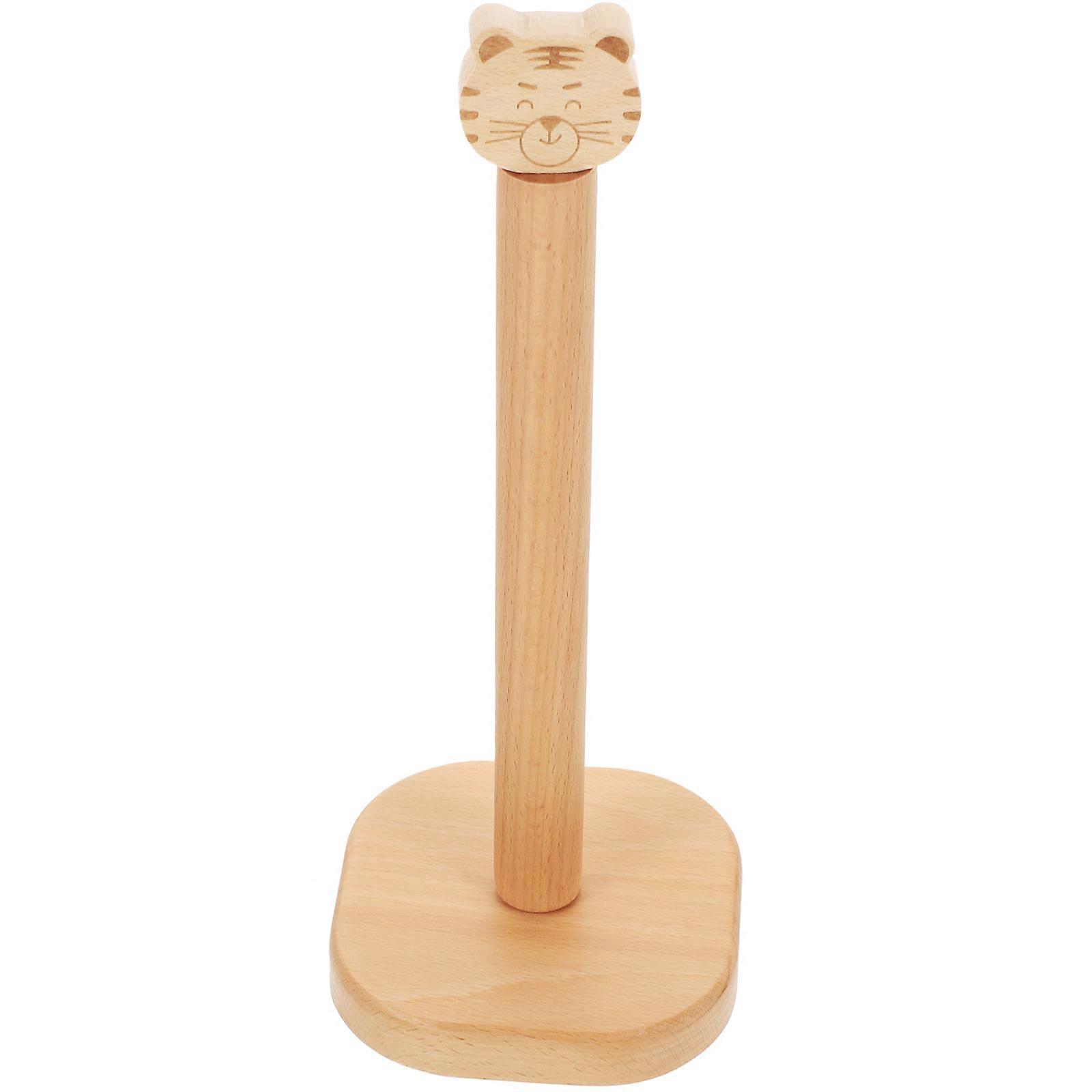 Multipurpose Storage Rack Wooden Paper Towel Holder For Kitchen And Bathroom Use Beige 2Pcs Efficiently Organizes Roll Paper