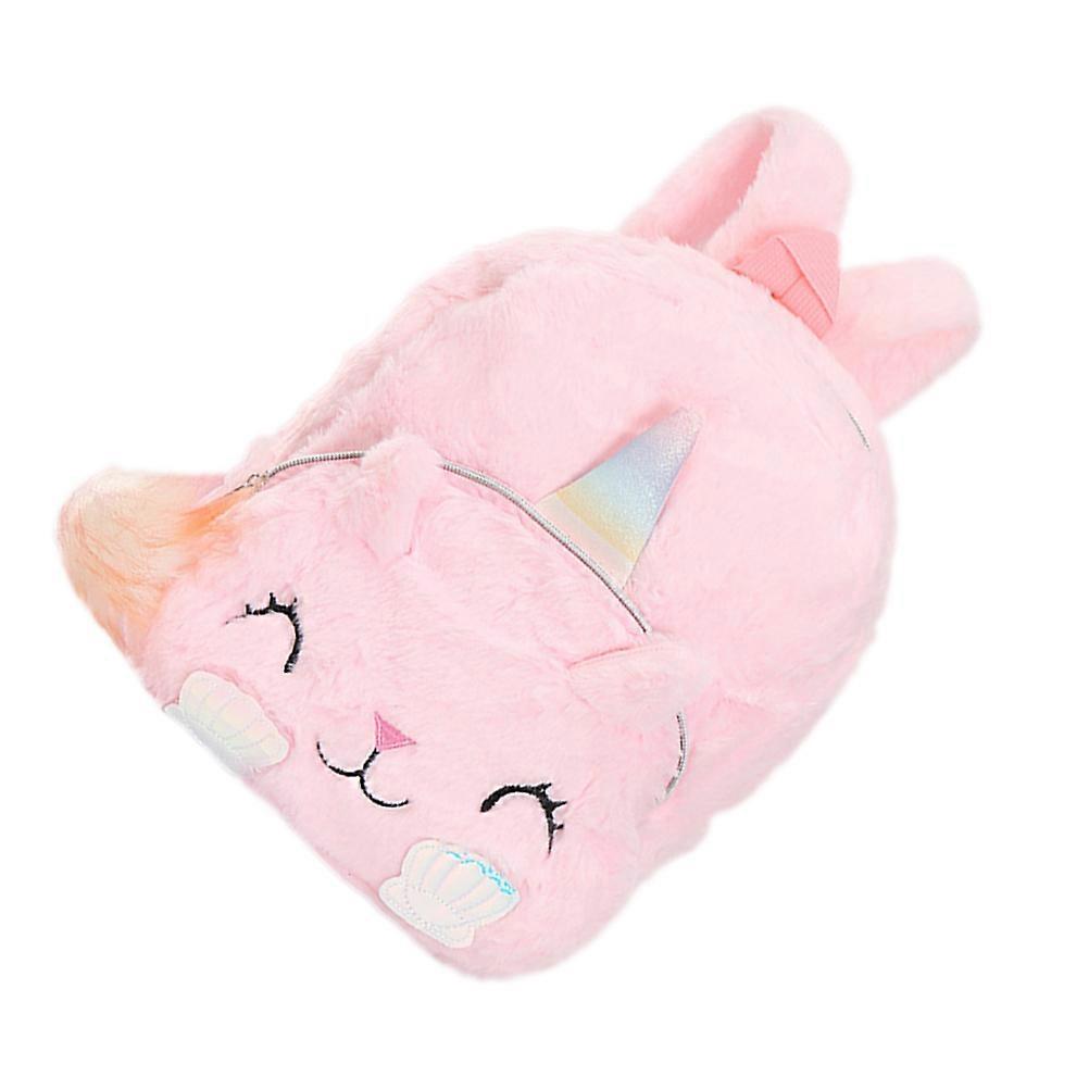 Kindergartene Unicorn Backpack for Storage Cartoon Plush Schoolbag Pink