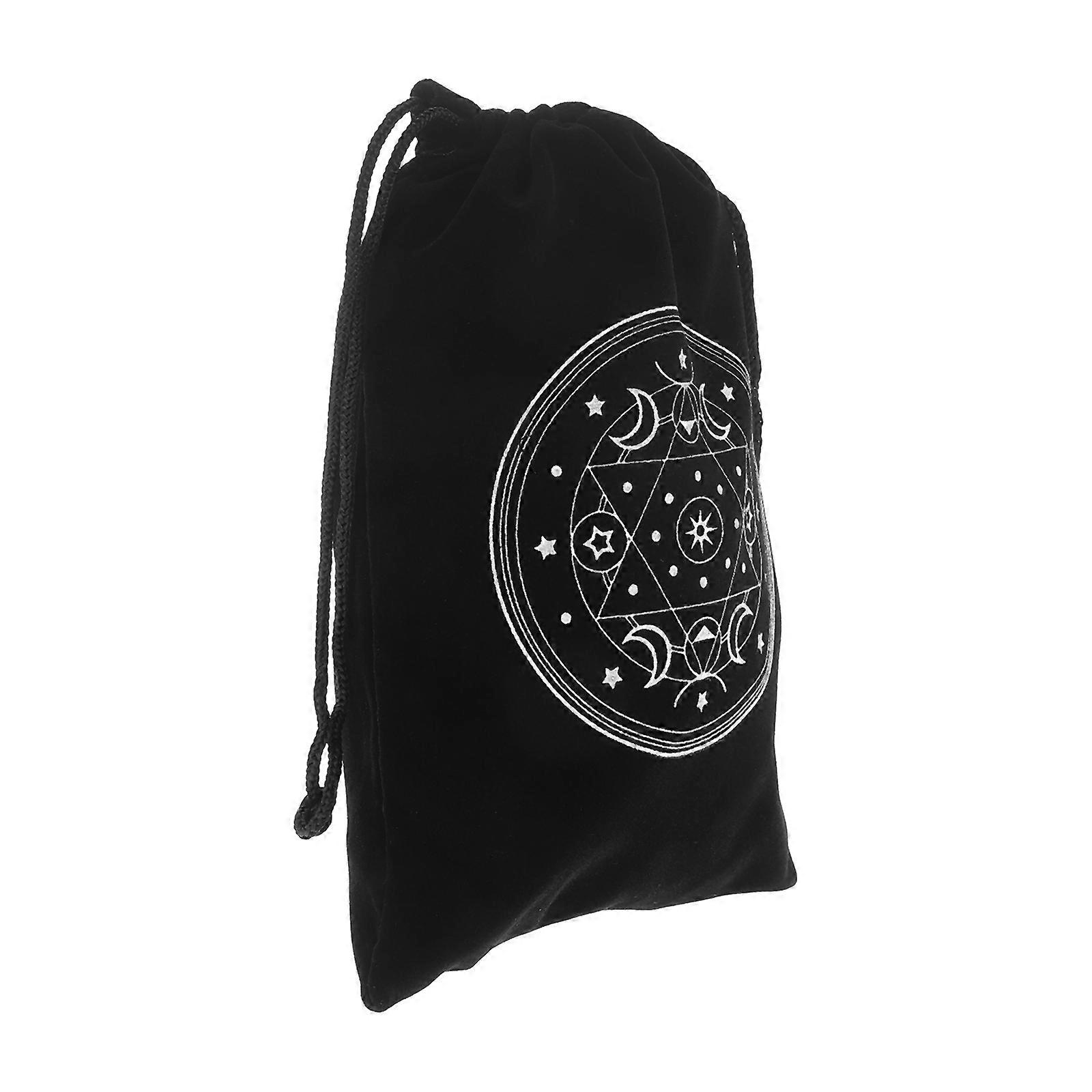 Tarot Cards Storage Bag Black Flannelette Drawstring for Storage 3Pcs