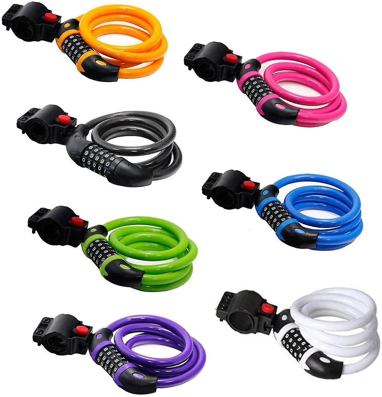 Bike Lock High Security 5 Digit Resettable Combination Coiling Cable Lock Best For Bicycle Outdoors, 1.2mx12mm White