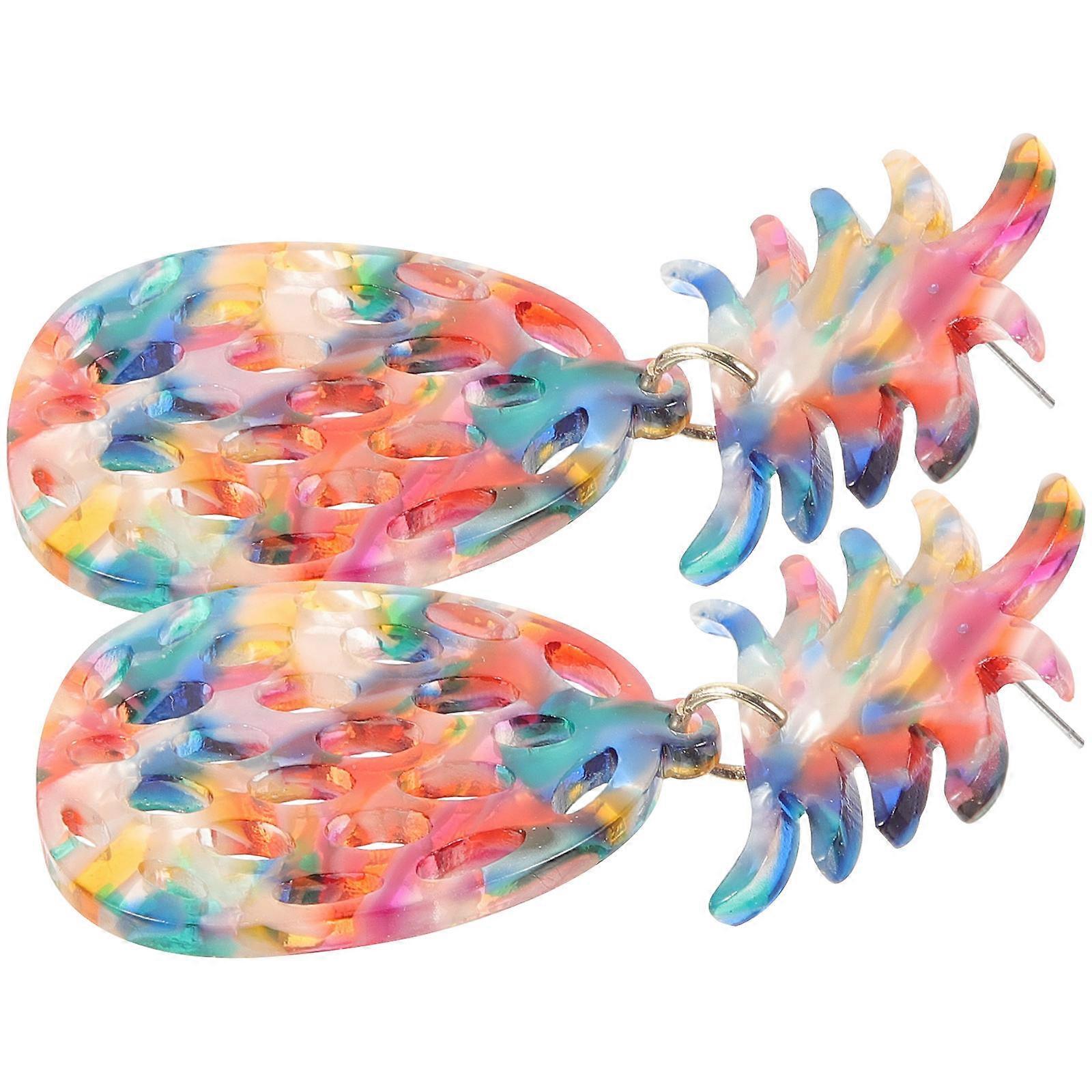 Women Earring Pineapple Eardrop for Decoration 2Pcs Multi Color Unique Gift