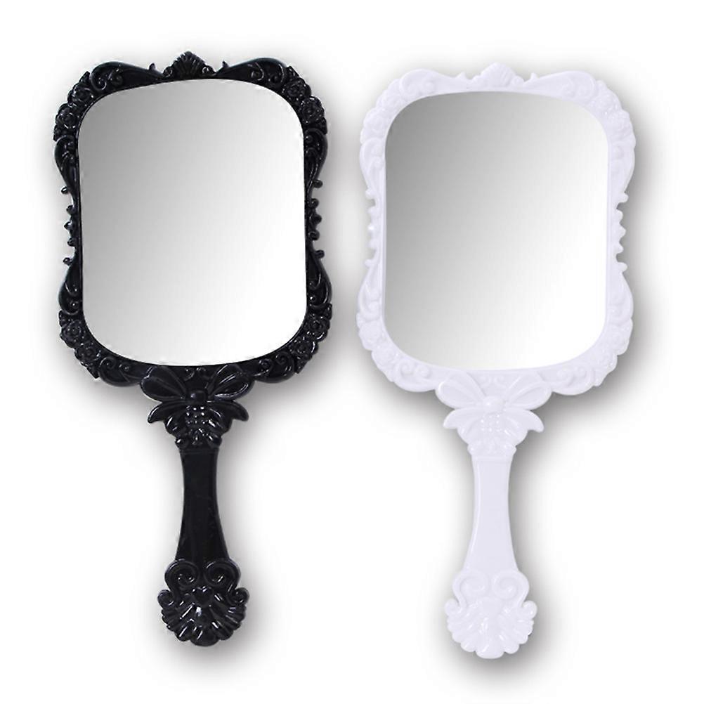 Portable Mirror Square Handle for Makeup Use 2Pcs Printed Makeup Mirror