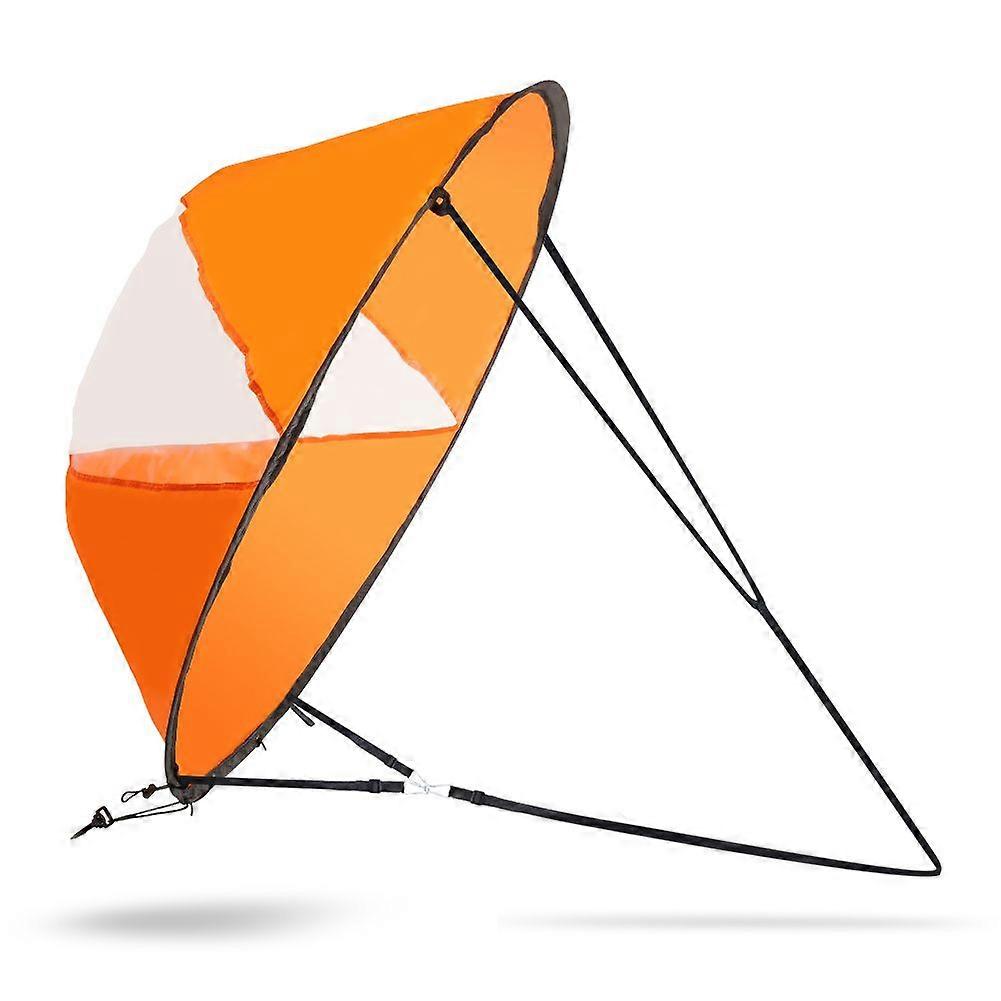 Kayak Wind Sail 108cm/42.5in Easy to Set Up Portable Foldable Nylon Canoe Wind Sail with Transparent Window Orange