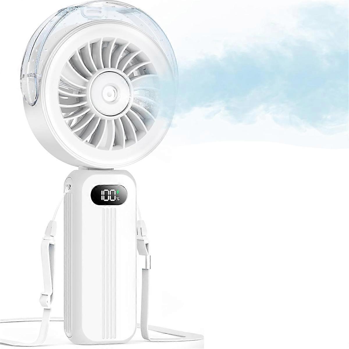Handheld Misting Fan Powerful4 High Speeds Rechargeable White