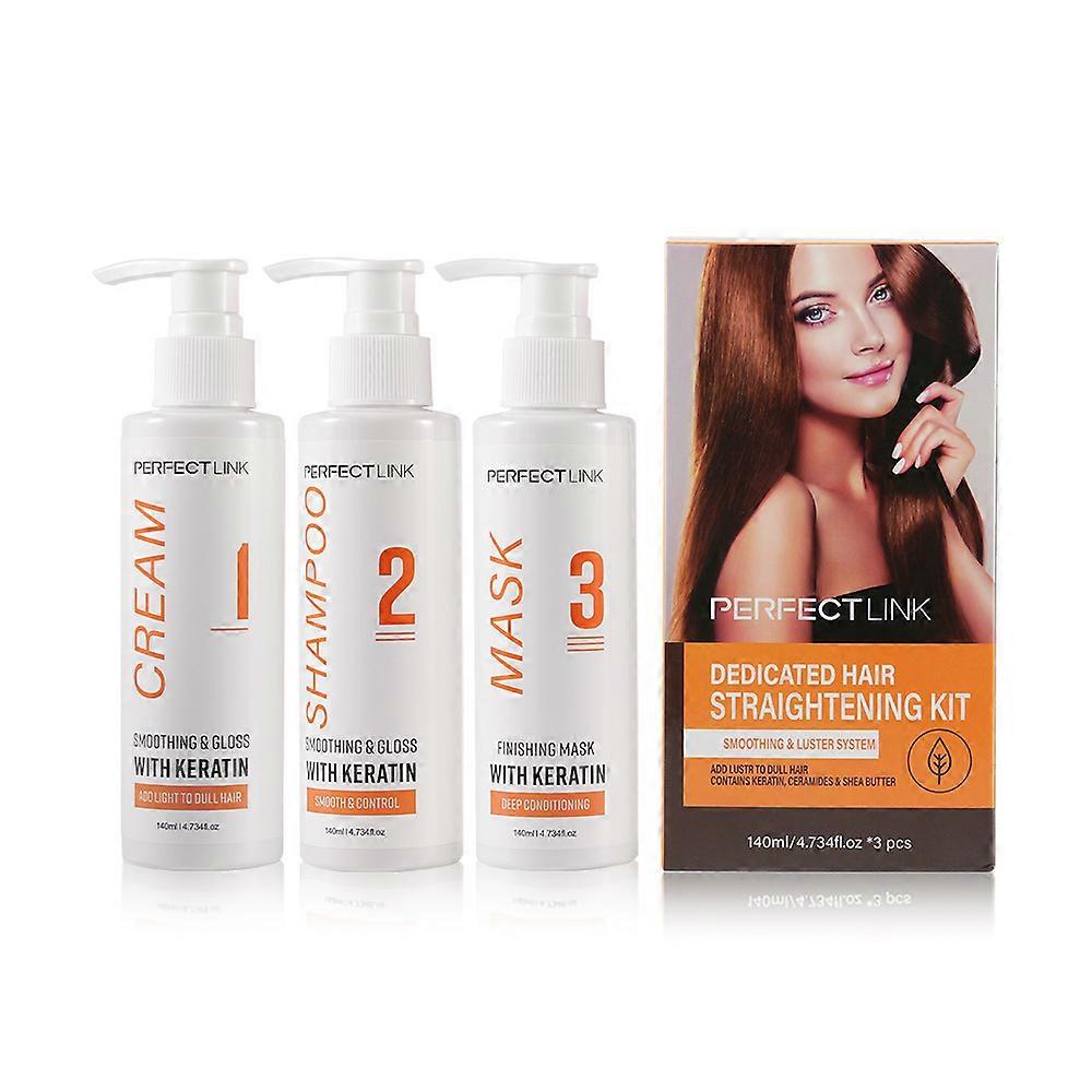 Keratine Haar Stijltang Kit met Shampoo Conditioner Stijltang 3-in-1 Set 140ml Kruidenformule Geen Schade