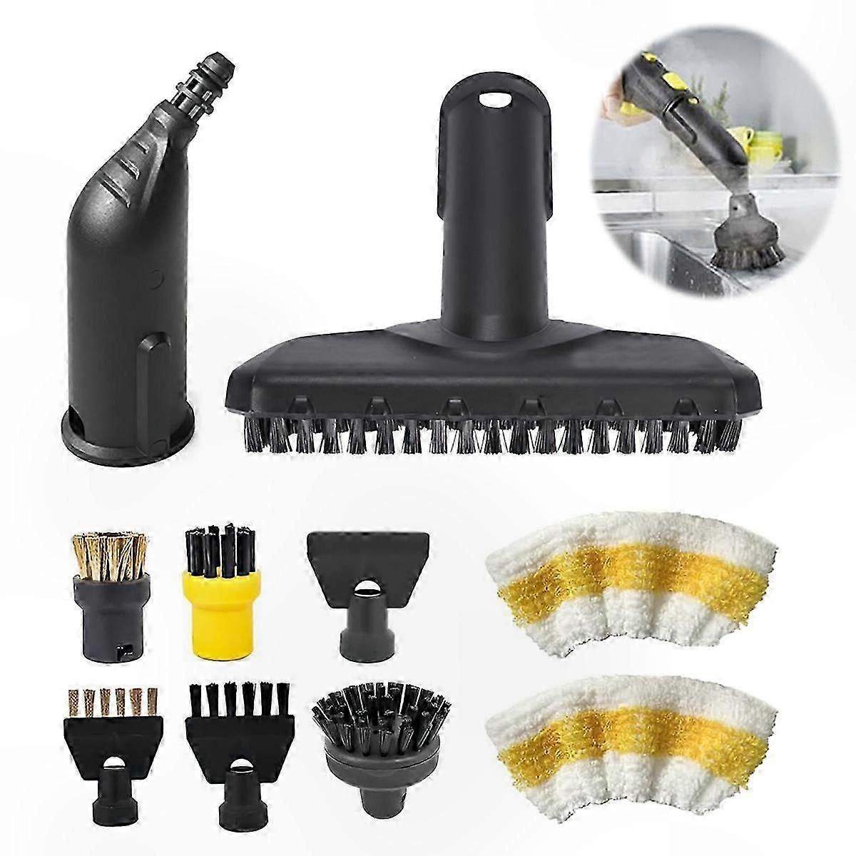 10-Piece Steam Cleaner Accessory Set for SC1, SC2, SC3, SC4, SC5 - Nozzles, Brushes, and Cloths