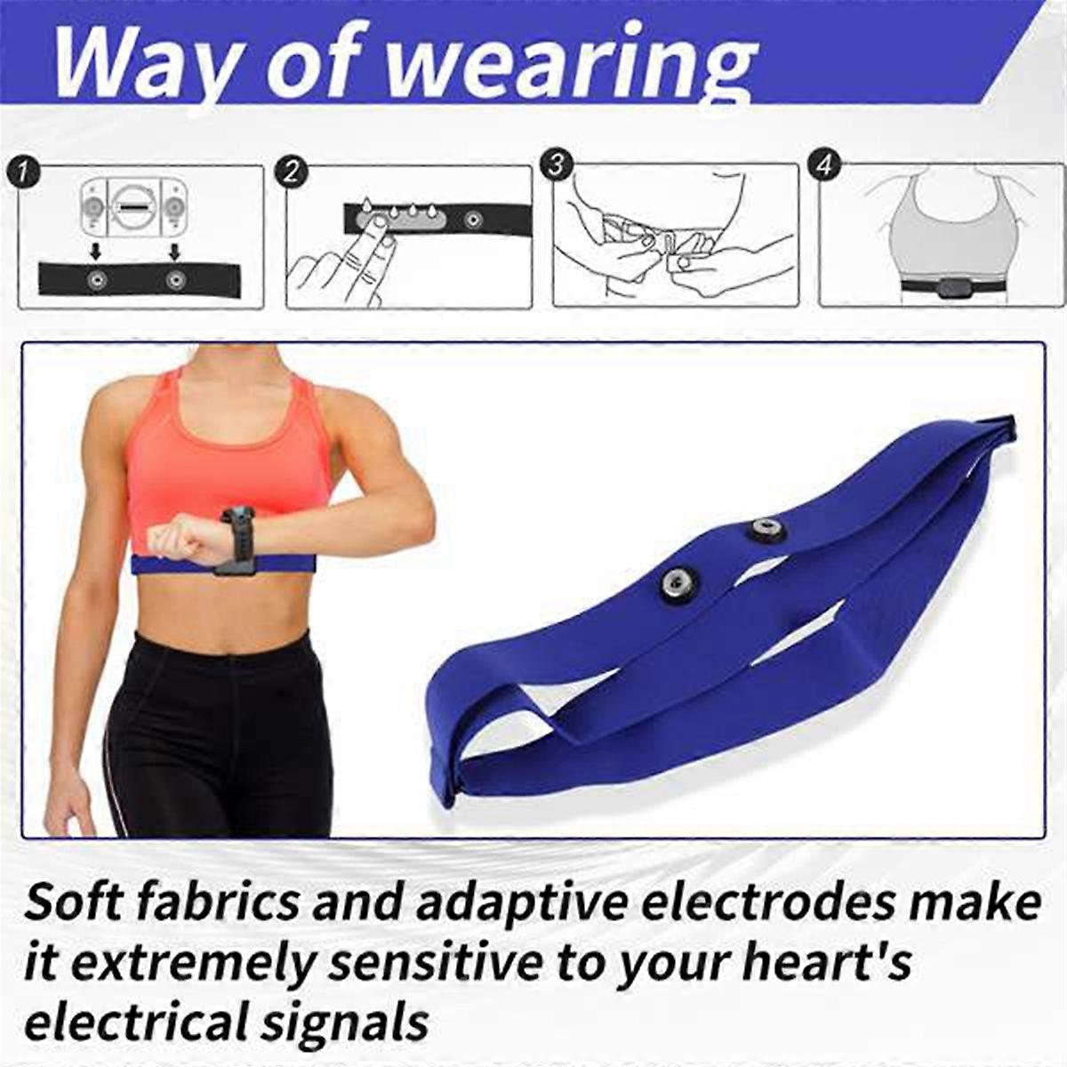 2PCS Heart Rate Belt Chest Strap for Mount Heart Rate Sensor Monitor Elastic Soft Strap Band A