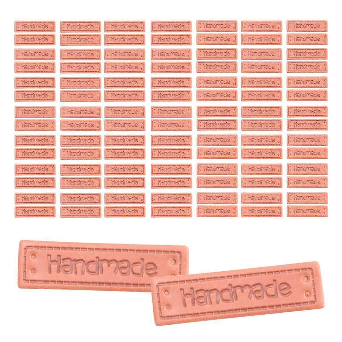 100Pcs PU Leather Handmade Labels Tags Embossed Labels Textile