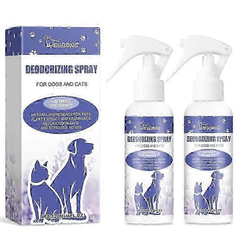2x Dog Spray Deodorizer 120ml Lavender Scent Dog Refresher Spray Long-Lasting Dog Freshener Cat Deodorizing Spray For Home Carpet