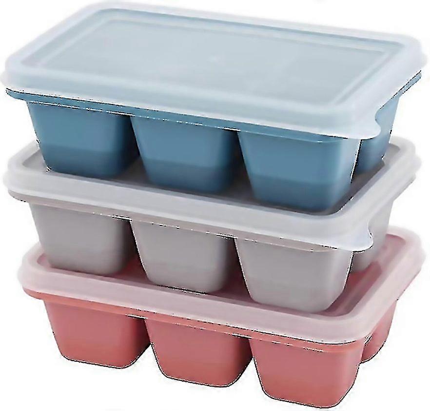 For 10pcs Ice Cube Tray Easyrelease Silicone Large Ice Moulds With Removeable Lids For Chilled Drink