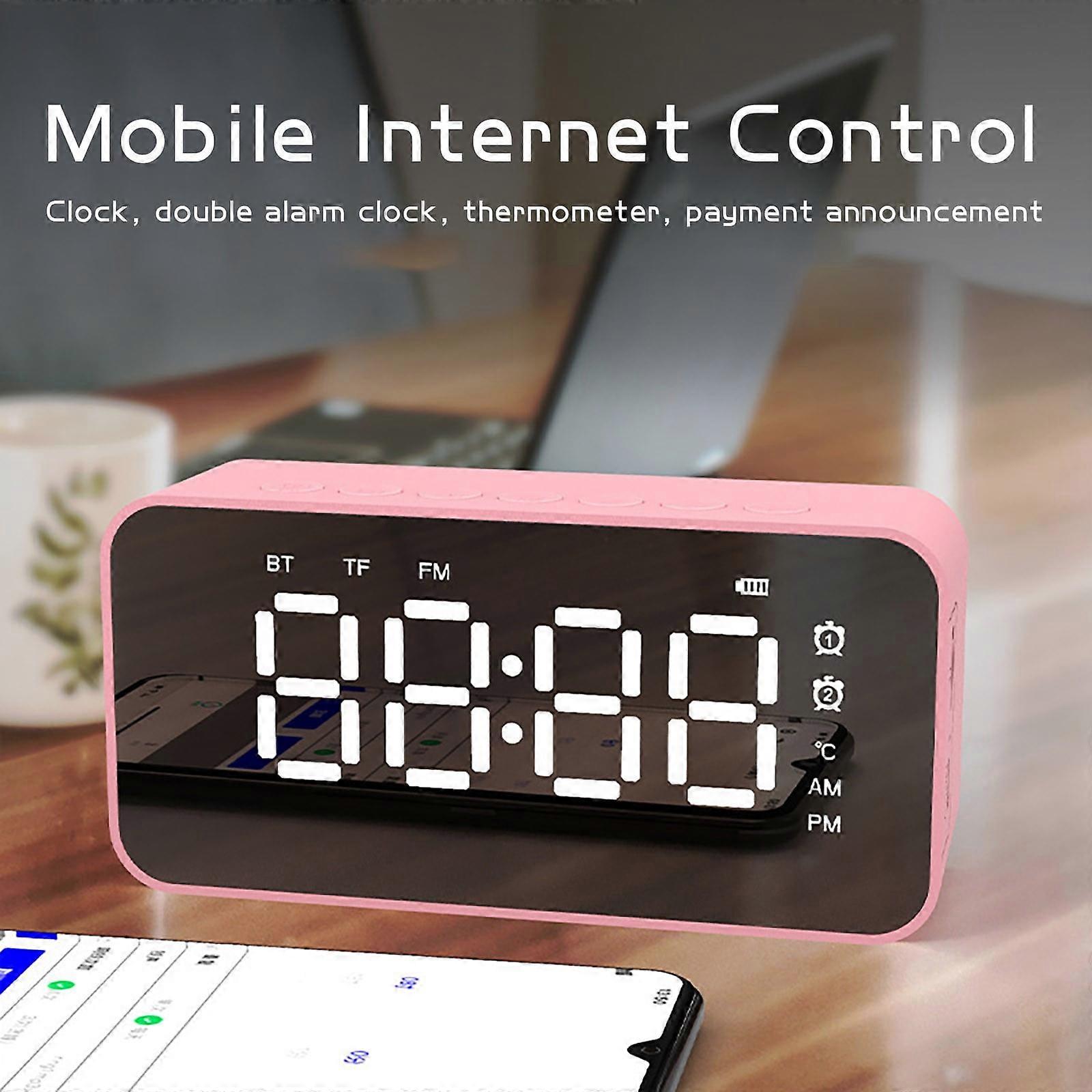 Jacenvly Mother's Day Clearance Q6 Wireless Bluetooth Speaker Gift Radio Alarm Clock Mirror Clock Bluetooth Audio Office Home