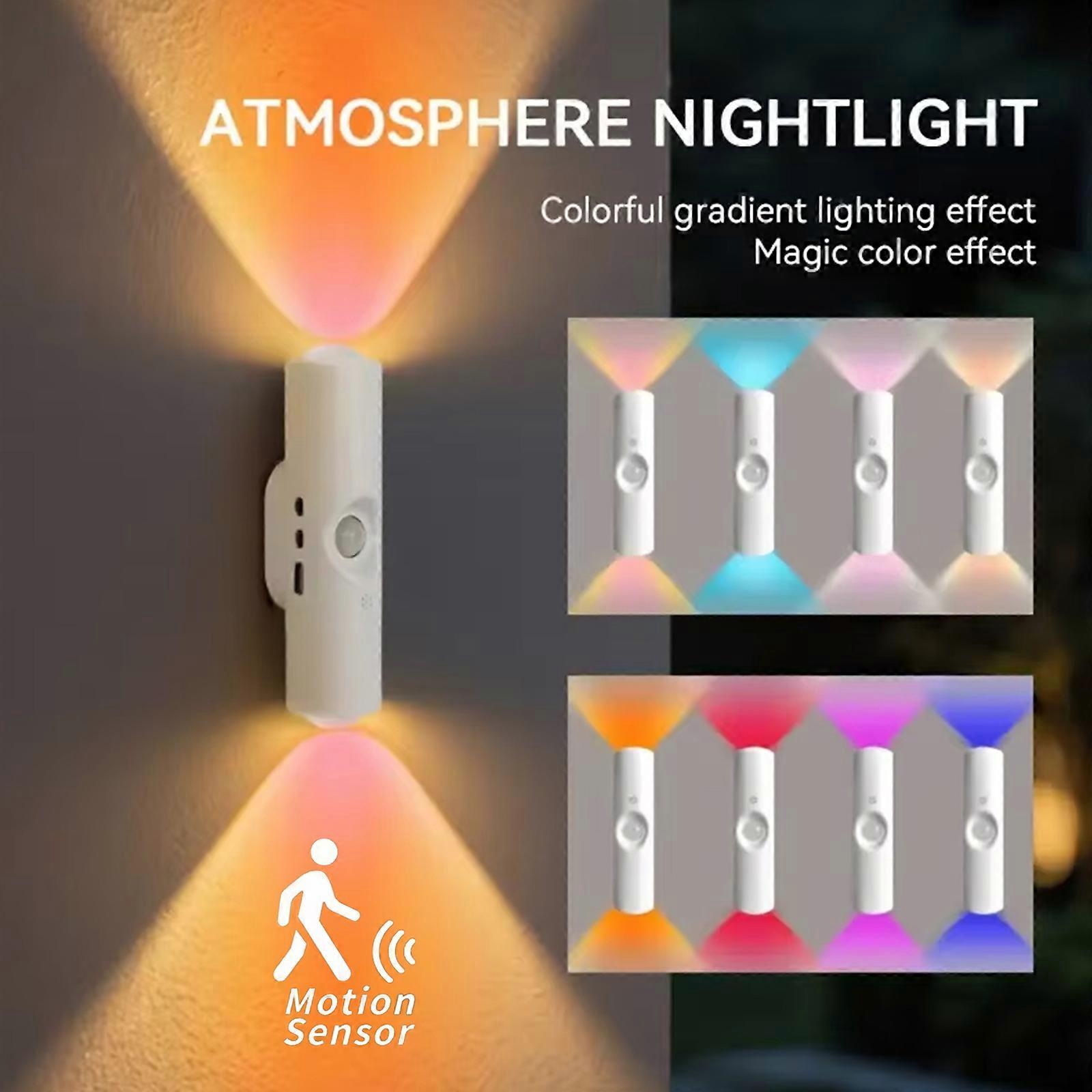 Magnetic RGB LED Night Light, Smart Motion Sensor, USB Rechargeable Ambient Lamp