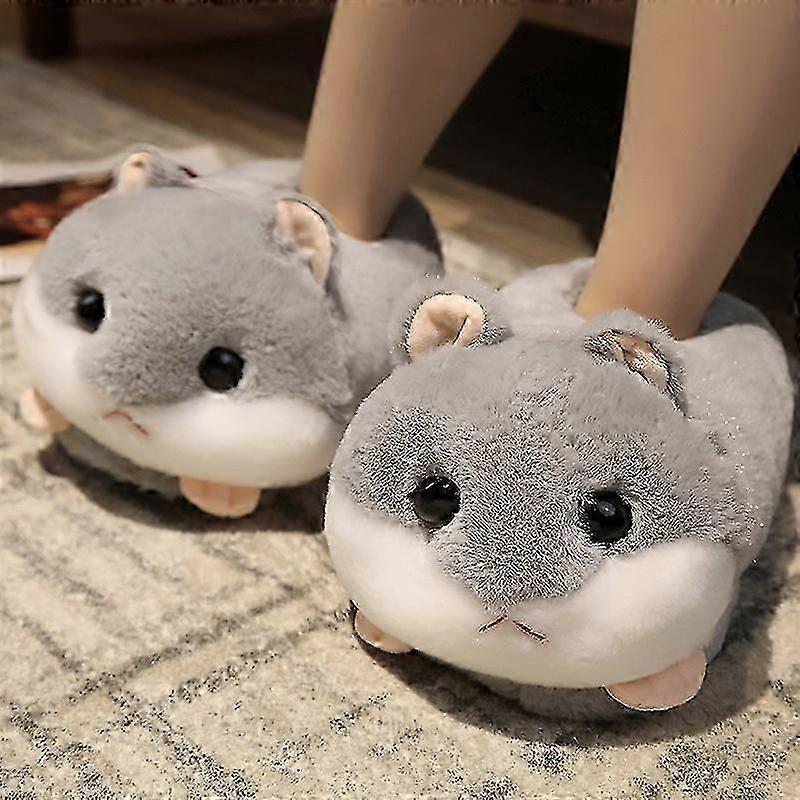 Rabbit/Hamster/Dog Shape Plush Slippers - Creative Fuzzy Winter Drag Shoes With Warm Lining Forzz40