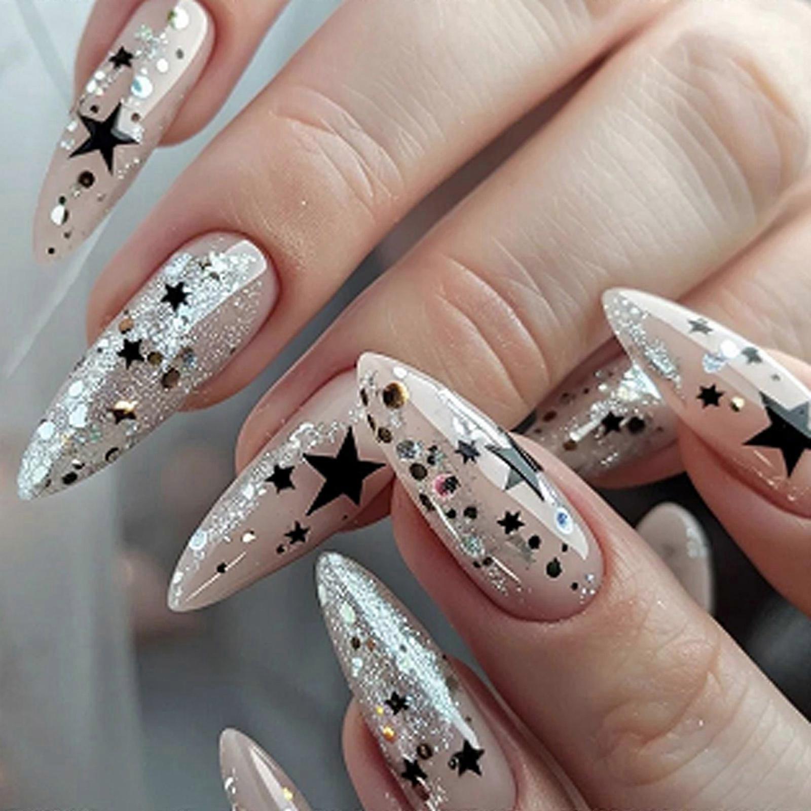 アーモンドネイルのヒントフェイクネイルグルーオンネイルスティックオンネイルプレスオンネイル人工偽ネイルレディースと女の子のギフトマルチカラー