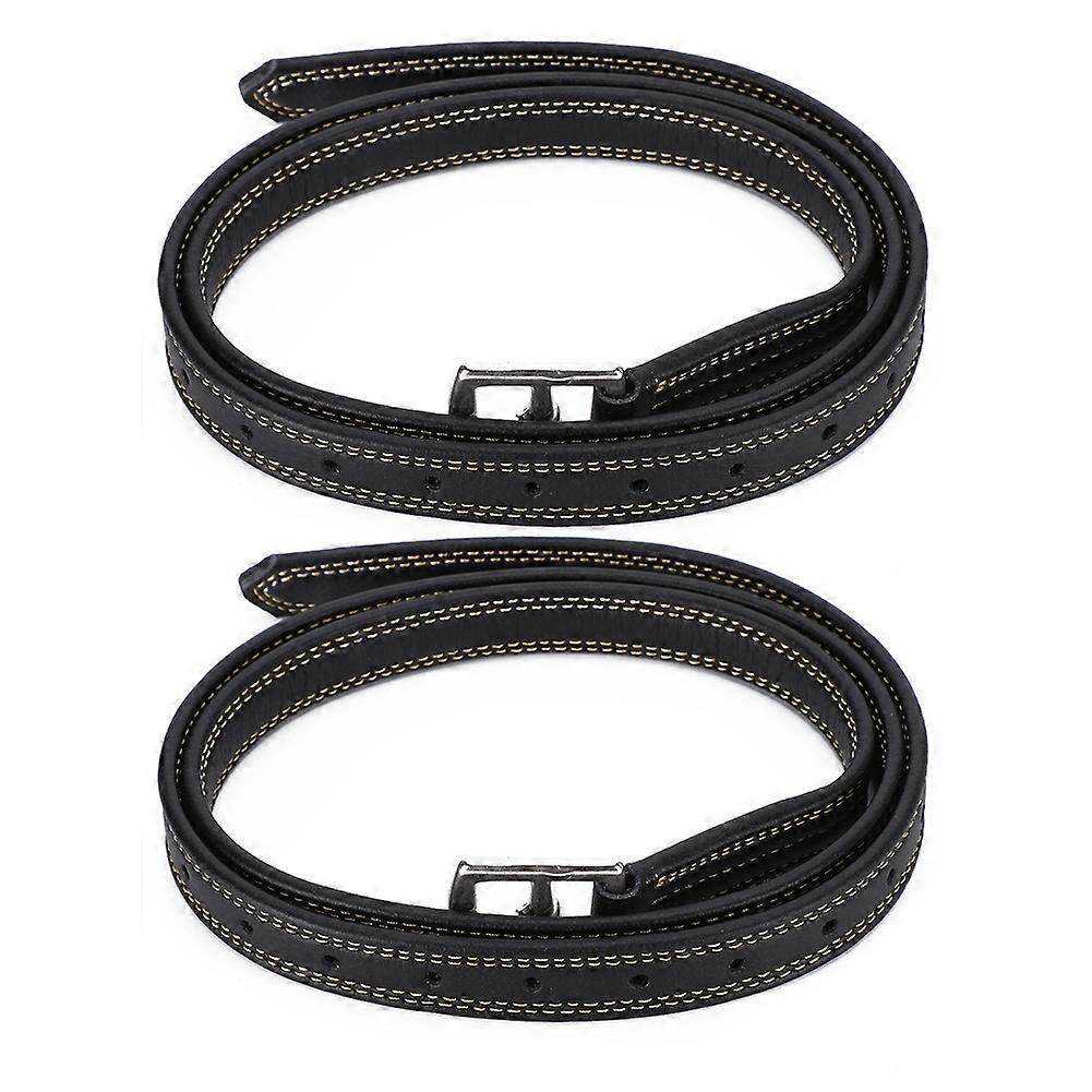 زوج من حزام الركاب الحصان البريطاني جلد ناعم من الألياف الدقيقة مشبك من الفولاذ المقاوم للصدأ أسود