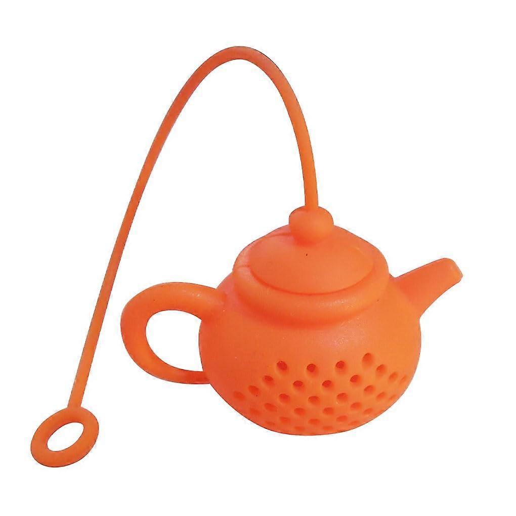 Tea Infuser TeapotShape Reusable Leaf Filter, HeatResistant, Orange Color, LooseLeaf Tea Strainer