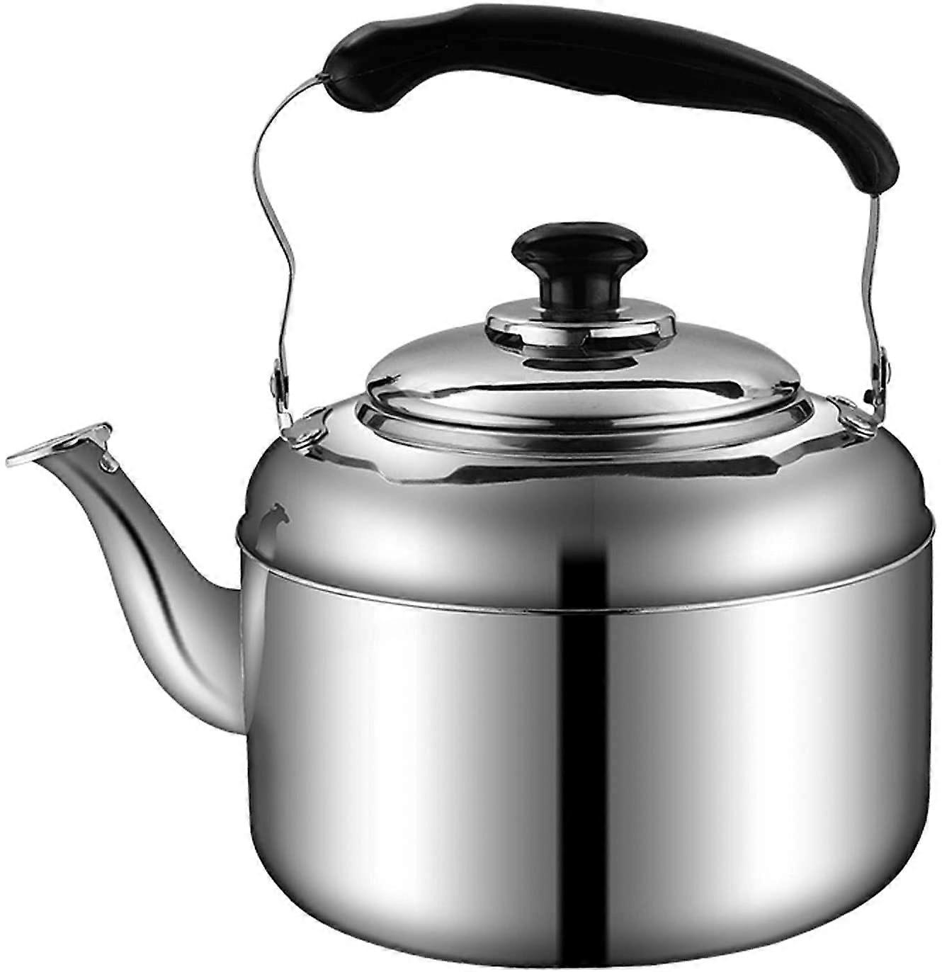 Stove  Whistling Kettle 5L Capacity Silver Finish Stovetop Compatible Bottom Dustproof Lid
