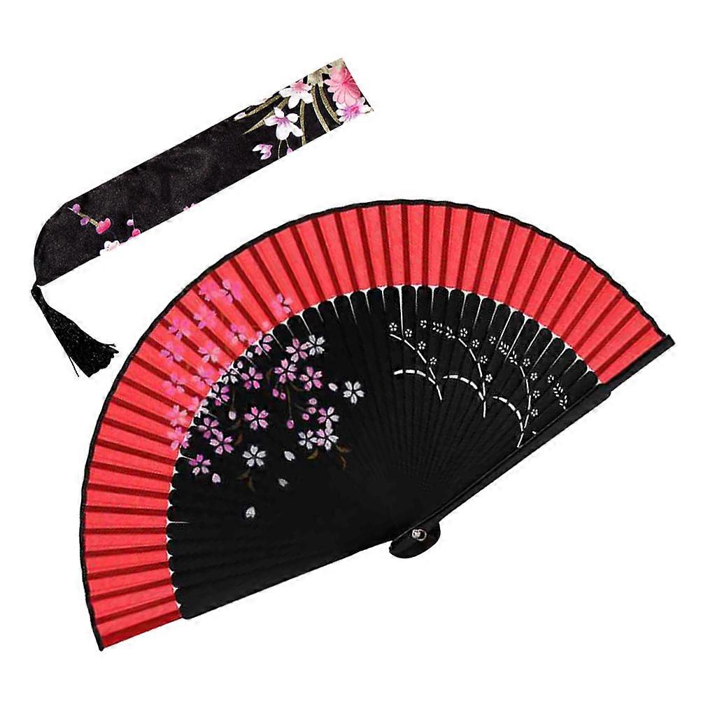 Folding Fan Smoky Cherry Blossom Fan for Dance Use in Assorted Color