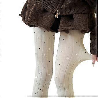 Collant termici invernali elasticizzati per donna con motivo a pois, comodi, in morbido cotone a coste, calze coprenti, grigio scuro, taglia unica