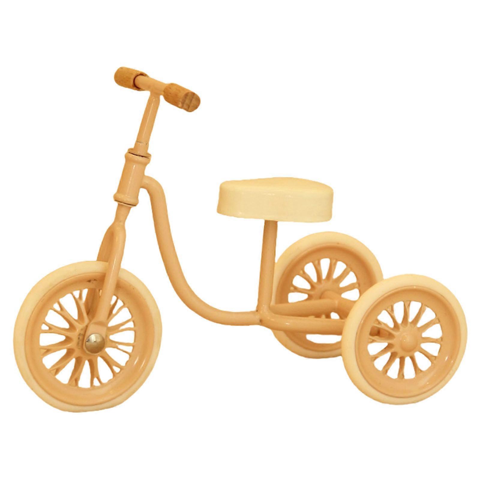 Meticulously Designed Metal Mini Tricycle 1/12 Scale Decorative Prop For Model Projects And Crafting Accessories  White