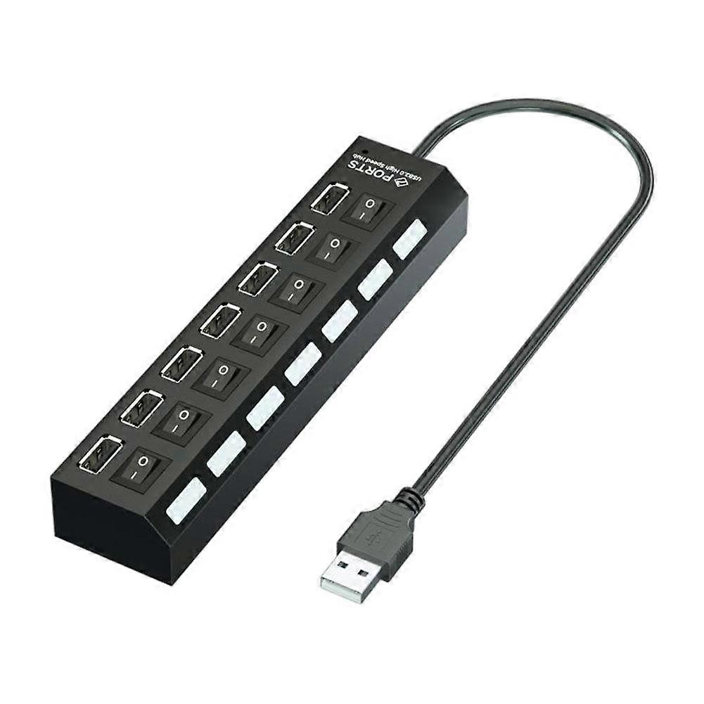 7-Port High Speed USB 2.0 Hub with Over Current Protection Universal Plug and Play for Multiple Devices