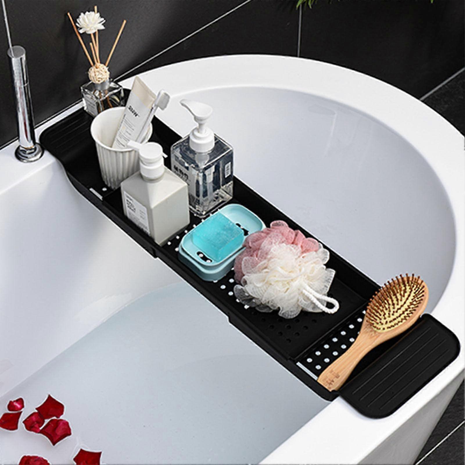 Expandable Bathtub Tray with Adjustable NonSlip Caddy Shelf for Spa Relaxation and Bathroom Essentials
