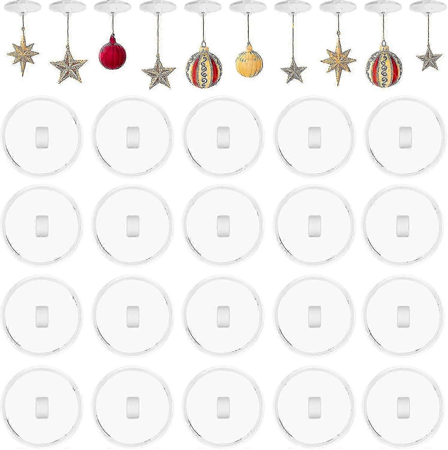 30 Pcs Transparent Self Adhesive Ceiling Hooks For Hanging Light Decorations, Ceiling Hook Suction Cup Suitable For Smooth Walls