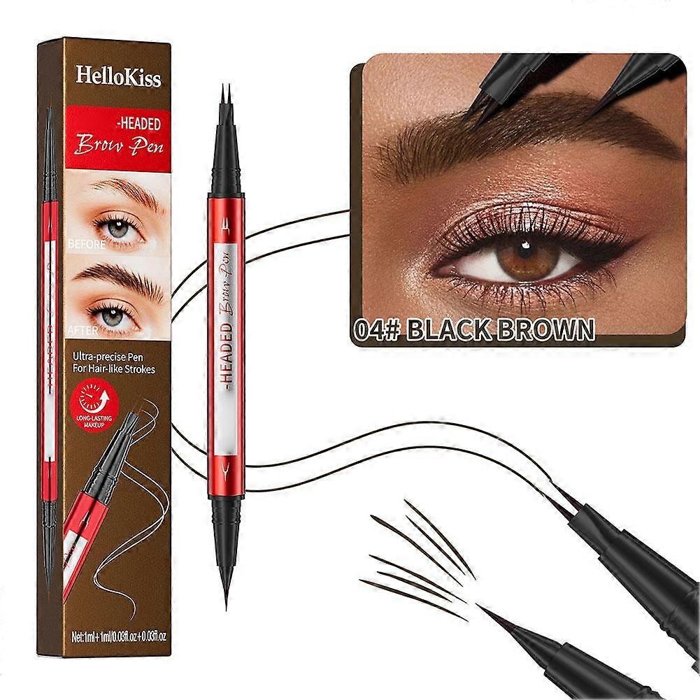 2-in-1 Double Pronged Eyebrow Pencil and Eyeliner Waterproof Smudge Proof Makeup Tool for Natural Feathery Brows and Defined Eye Looks