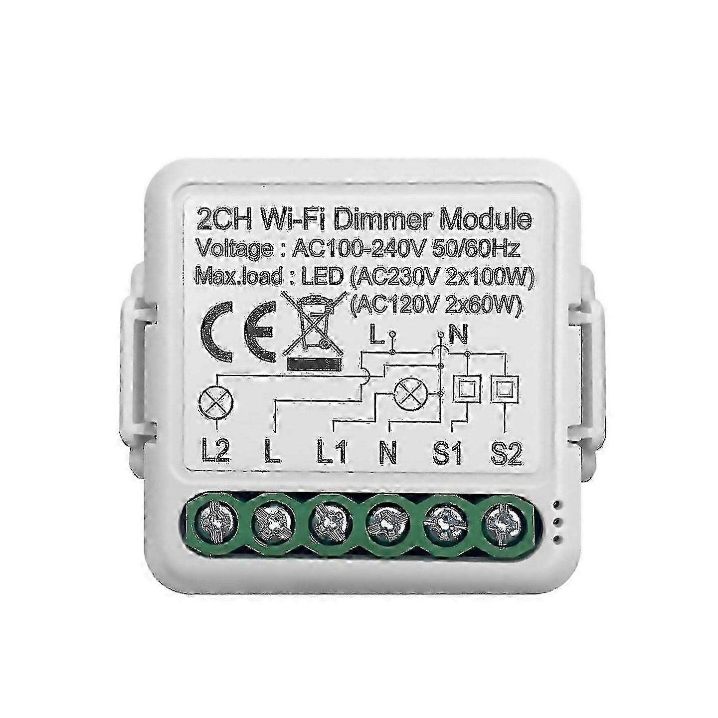 For Tuya Wifi Smart Dimmer Switch Module 10a Support 2 Way Control 2 Gang Compatible For Google Home