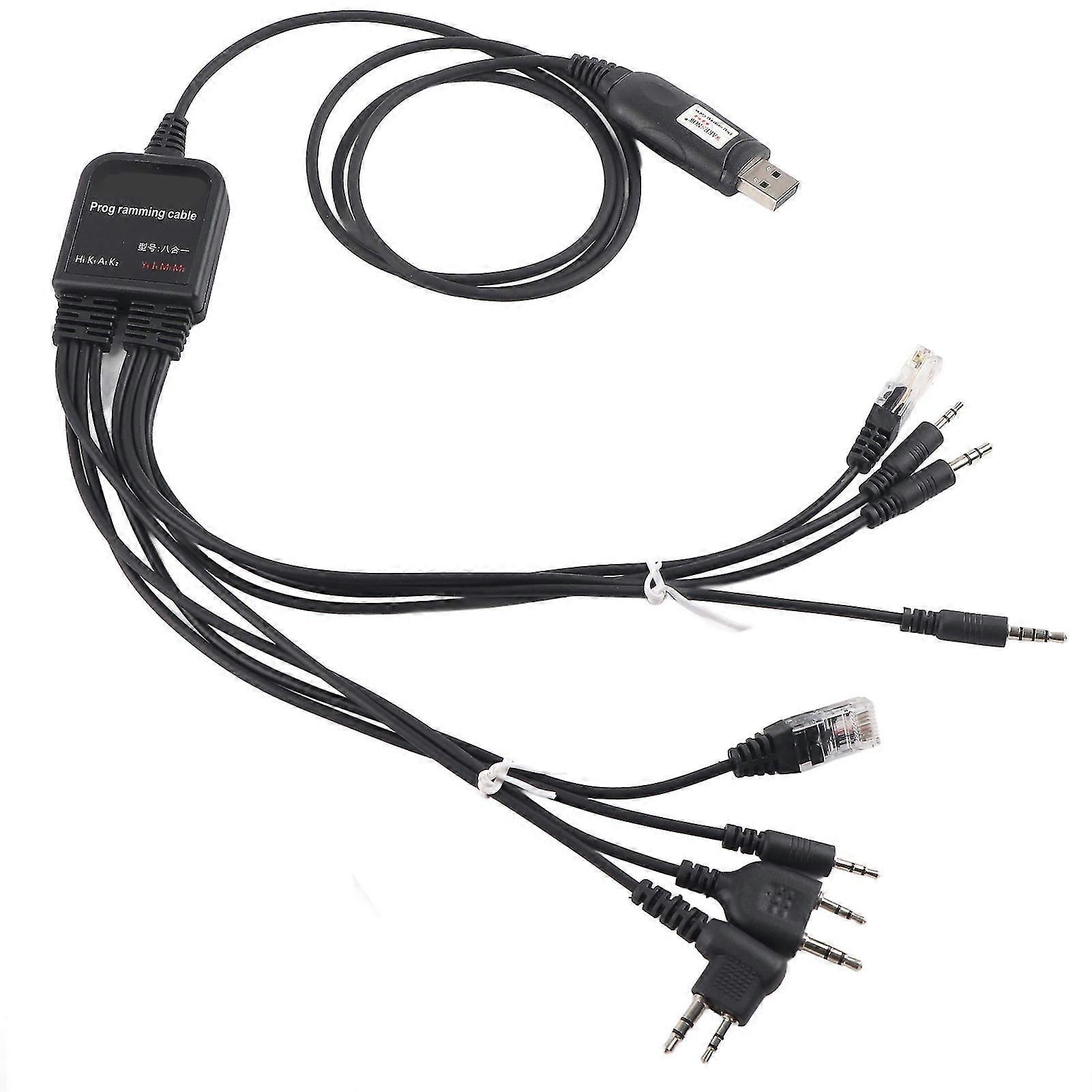 8-in-1 USB Cable for Programming KENWOOD QuanShengcn TYT Motorola Two-Way Radios