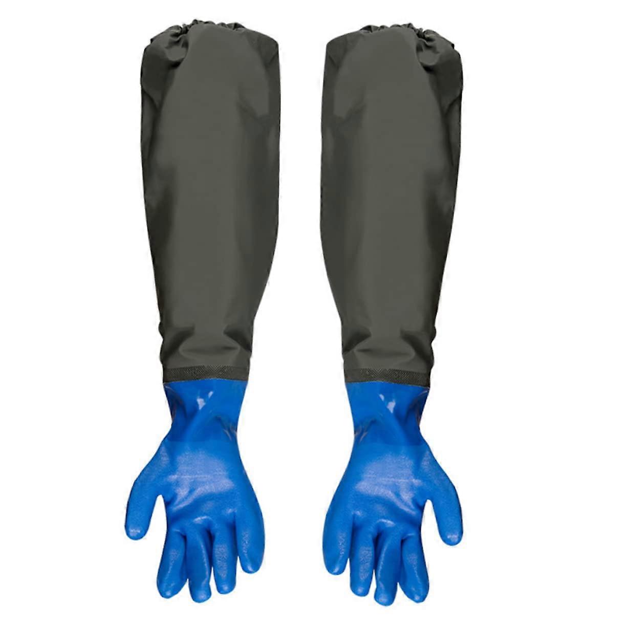 1 Pair Long Cuff Aquarium Cleaning Gloves with Soft Lining, Non Slip Durable for Fish Tank Maintenance