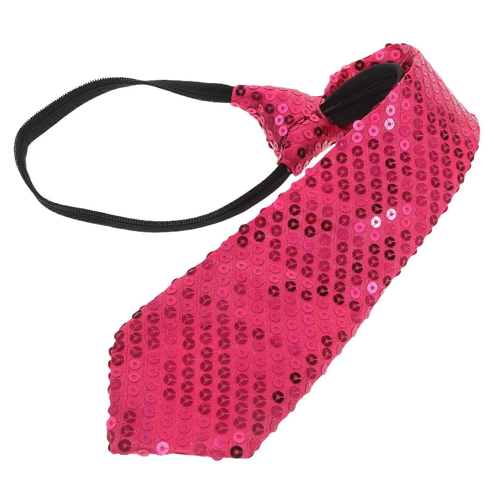 Sequin Ties For Men Rosy Polyester Material Stage Performances Shiny Comfort 1Pack