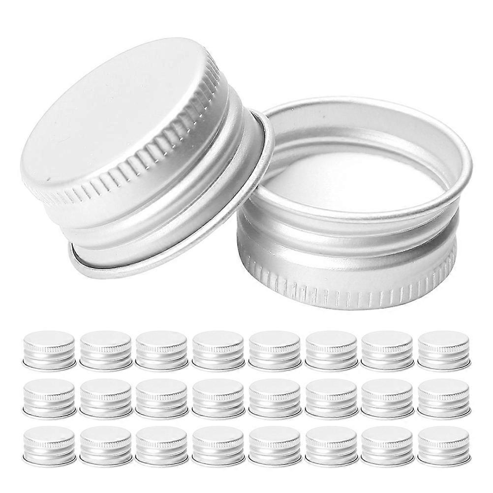 Aluminium Threaded Screw Caps Bottle Lids for Bottle Use 50Pcs Silver