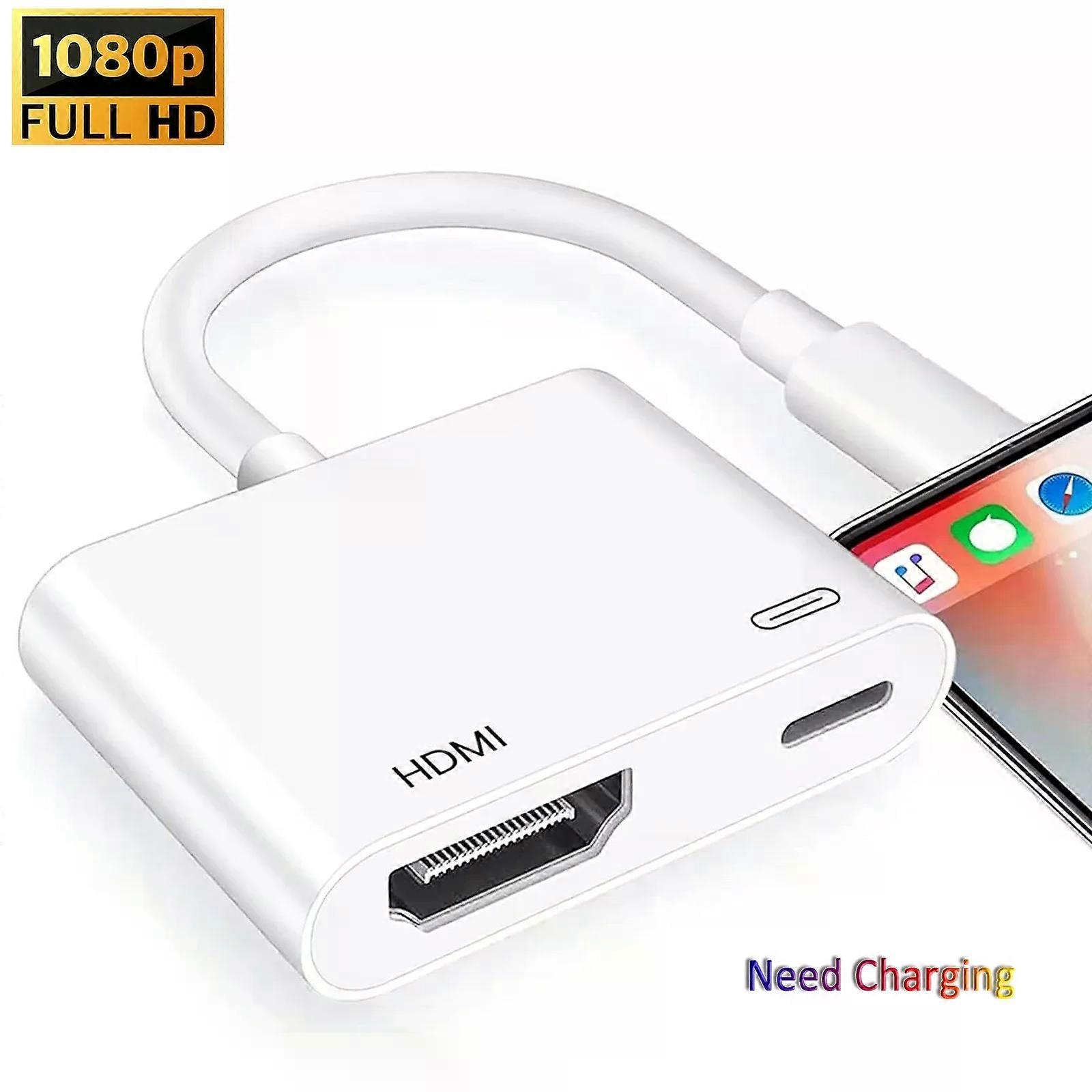 iPhone to HDMI Adapter for TV Monitors Projector Compatible 8Pin Port Adapter for iPhone iPod Models HDMI Connection