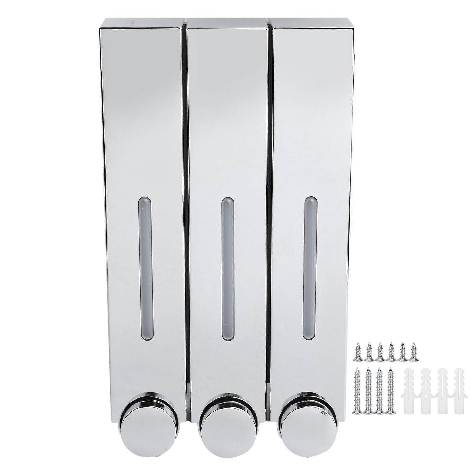 Wall Mounted Liquid Soap Dispenser with 3 Transparent Chambers for Bathroom and Kitchen Use