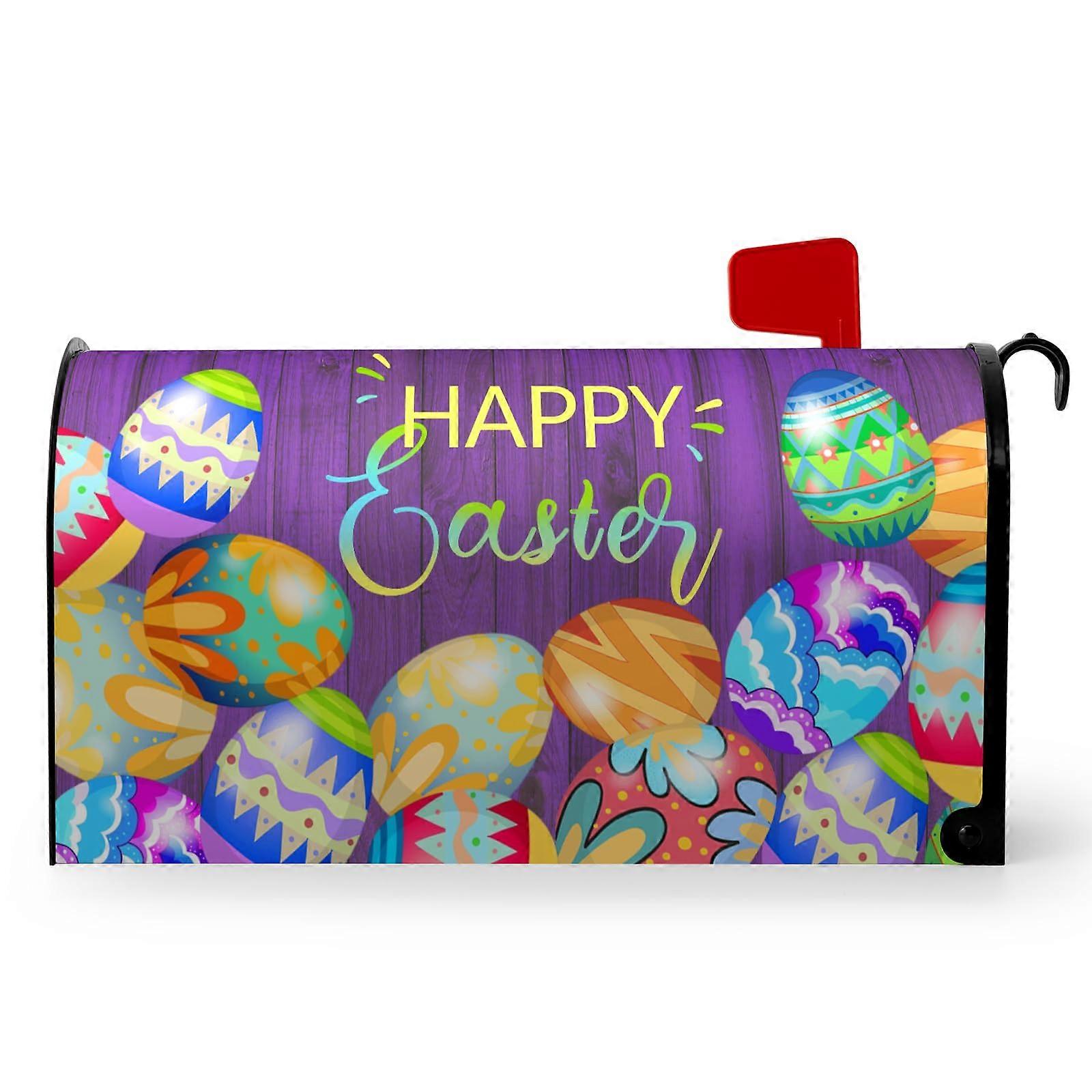 Oversized Waterproof Easter Magnetic Mailbox Cover with Bright Festive Egg Design for Spring