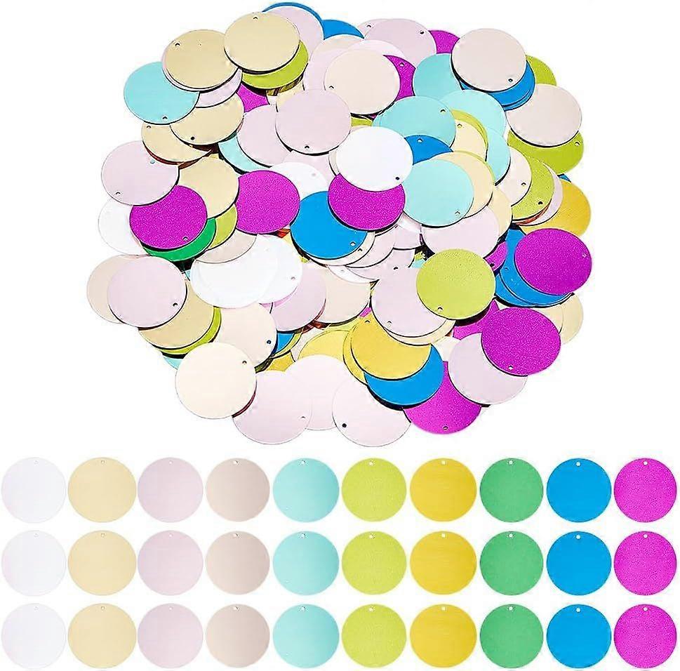 2000Pcs 10 Colors Round Sequins 1.1 Inch Plastic Round Paillettes with 1.5mm Hole Colorful Sequins Glitter Paillettes Loose Sequin for Jewelry Making 