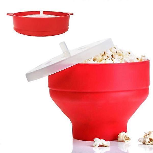 Silicone Popcorn Bowl - Collapsible Red